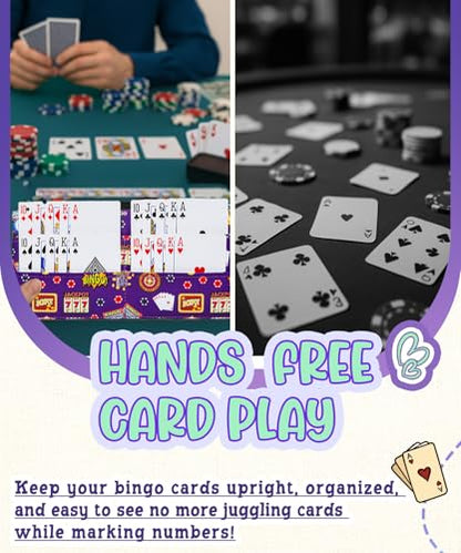 Playing Card Holder for Bingo Pull Tabs Gambling Tickets Card Game Holders for Canasta Poker Bridge Cards Casino Portacartas para Bingo Purple Indigo - color: Indigo