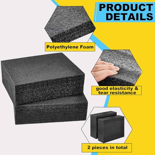 Hoolerry 2 Pcs Customizable Polyethylene Foam Packing Inserts for Cases Thick Polyethylene Cuttable Foam Sheet for Tool Box, Camera, Crafts, Storage and Crafts (12" X 10" X3.5",Black) - size: 12" X 10" X 3.5"