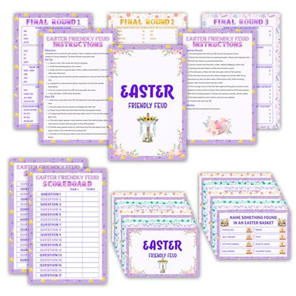 Easter Friendly Feud Game, Funny Easter Party Games, Spring Friendly Feud Trivia Quiz for Family Kids Adults, Spring Bunny & Eggs Holiday Party Supplies -15 - color: Easter Basket-purple