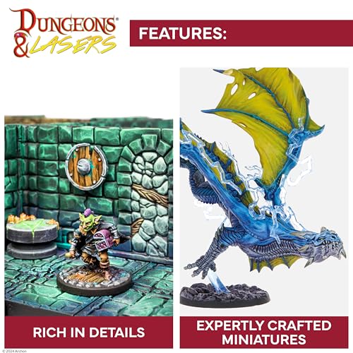 Dungeons & Lasers Mimic Dragon Miniature Figure - Tall 5" Height with Scenic Base - 5E Compatible for use with DND and Tabletop RPG Games - Highly Detailed and Unpainted