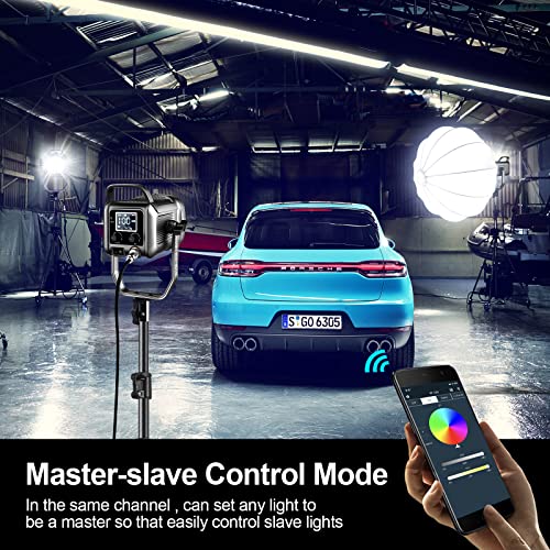 GVM 150W RGB Video Light Kit, 2700K~7500K Bi-Color LED Video Light Photography Studio Lighting Kit with Lantern Softbox & Stand, Continuous Output Lighting Kit with 8 Lighting Effects, CRI 97+ - size: 150W