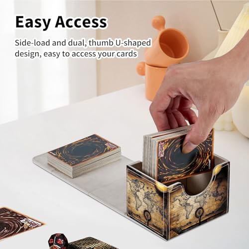 Stylish MTG Deck Box for 110+ Cards, Magnetic Commander Deck Case with Bonus Game Card Pouch, Durable Storage for TCG and Sleeved Magic Cards, An Old Map - color: An Old Map
