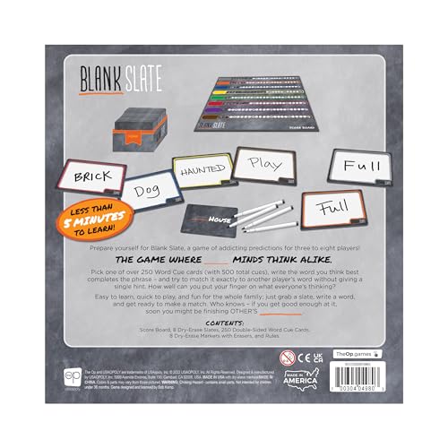 USAOPOLY BLANK SLATE, Where Great Minds Think Alike, Fun Family-Friendly Board Game, Word Association Party Game, Easy to Learn, Fun to Play Family Game Night, 3-8 Players, Ages 8+