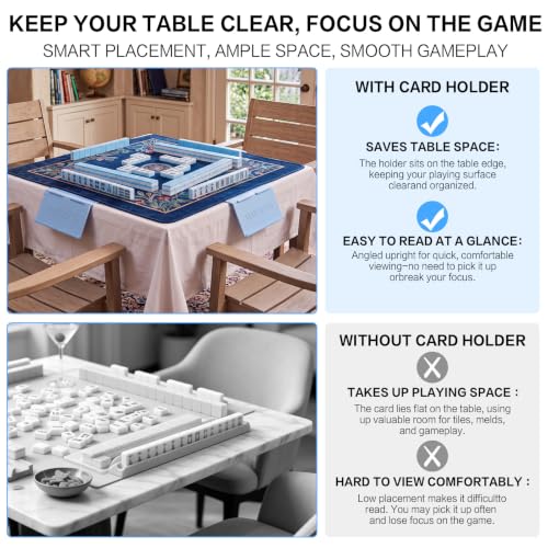 4 Packs Mahjong Card Holder for Table, Foldable Under Mat Slide-in Plastic Tile Racks 3D Space-Saving Angled Stand Table Accessories for American Mahjong Cards Game Night(Flower,Blue) - color: Blue