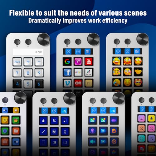 Streaming Deck,Macro pad/Calculator/Numeric Keypad Three Modes | 15 Customizable Macro Keys and LCD Bar,Large Dial,Work Efficiency Device,Compatible with Windows and Mac(N1 White) - color: White