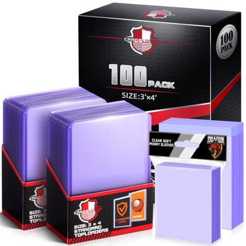 300PCS Card Sleeves Top Loaders for Trading Cards, 3" x 4" Hard Plastic Toploaders, Baseball Penny Card Protectors, Trading Card Holder for MTG, TCG Cards(100 Toploaders + 200 Soft Card Sleeves) - size: 100 Toploaders + 200 Soft Card Sleeves