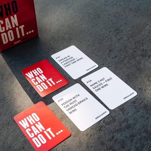 DSS Games Who Can Do It [Compete with Your Friends to Win These Challenges | Adult Party Game | Great for Game Night, Big Groups, Pregames | Gifts for Him] | 250 Challenge Cards, 3+ Players, Ages 17+, Pregame, Game Night, Gift for Him, College Party Game,