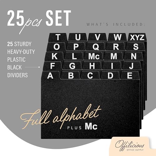 Alphabetical Index Card Dividers 4x6, 25 Index Card Box Dividers with Tabs | Sturdy Plastic Recipe Box Dividers 4x6 with Tabs, Tabbed Alphabetical Dividers & Notecard Organizers for Index Card Holder - size: 4 x 6 Inches, style: 25 Pcs