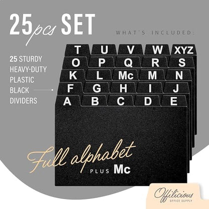 Alphabetical Index Card Dividers 4x6, 25 Index Card Box Dividers with Tabs | Sturdy Plastic Recipe Box Dividers 4x6 with Tabs, Tabbed Alphabetical Dividers & Notecard Organizers for Index Card Holder - size: 4 x 6 Inches, style: 25 Pcs