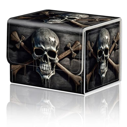 Card Game Storage Box TCG Deck Box MTG Card Box Organizer Trading Card Case Commander Deck Box TCG Card Storage Box Magnetic Closure Creative Pattern Up to 200 Cards, A Skull On A Wood - color: A Skull On A Wood