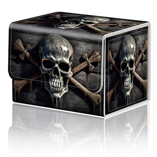 Card Game Storage Box TCG Deck Box MTG Card Box Organizer Trading Card Case Commander Deck Box TCG Card Storage Box Magnetic Closure Creative Pattern Up to 200 Cards, A Skull On A Wood - color: A Skull On A Wood