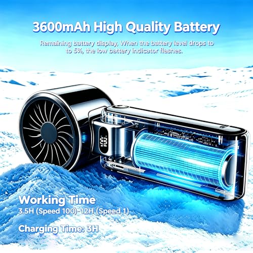 Handheld Fan with Ice Cooler, 100 Speed Infinite Adjustment Portable Turbo Fan, Semiconductor Cooling to 60°F, Rechargeable Personal Fan, Small Pocket Fan for Travel Camping Office Makeup