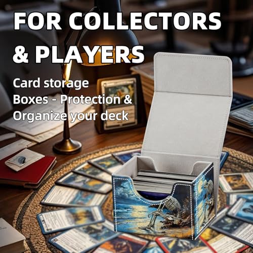 Trading Card Storage Box, Holds 100+ for MTG Cards, Premium PU Leather with Magnetic Closure, Moonlit Sea Skeleton Durable Deck Box for Magic the Gathering, Trading Card Games - color: Moonlit Sea Skeleton