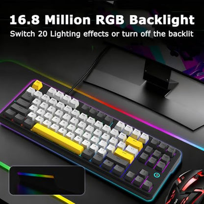 AK870 87Keys Hot-Swappable Mechanical Keyboard, Gasket Mount Wired Gaming Keyboard with Linear Flying Fish Switches, 80% Compact, PBT Keycaps, RGB Backlit for PC Gamers & Typists (Starry Night Grey) - color: AK870 Flying Fish Switch Starry Night Grey, siz