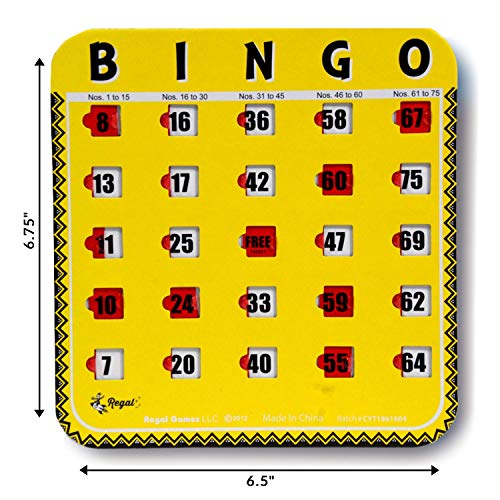 Regal Bingo Bulk Bingo Cards with Sliding Windows - Reusable Large Print Bingo Game Cards for Adults Large Group - 8 Pack, Yellow - color: Yellow (1-8)