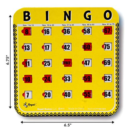 Regal Bingo Bulk Bingo Cards with Sliding Windows - Reusable Large Print Bingo Game Cards for Adults Large Group - 8 Pack, Yellow - color: Yellow (1-8)