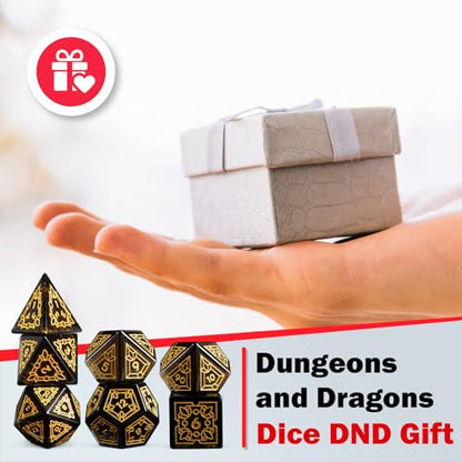 LUCKY-M Ivy Dice DND Set, Polyhedral Dice D&D for Dungeons and Dragons, Black Dice with Case for RPG MTG Tabletop Games Men & Women Gift(PII-Black) - color: Pii-black
