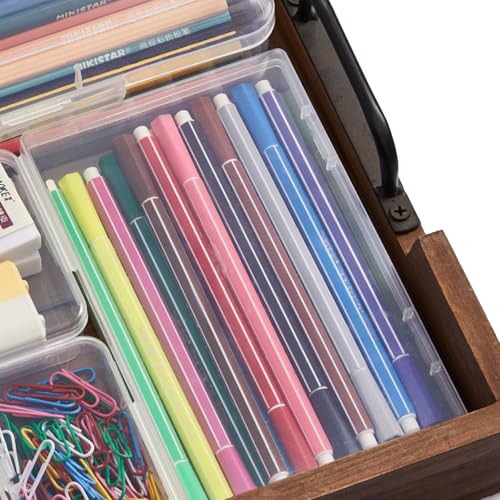 6 Pieces Rectangular Empty Mini Clear Plastic Organizer Box | 180 x 110 x 30 mm, Hinged Lids, For Small Items, Craft Projects - size: 180 x 110 x 30 mm