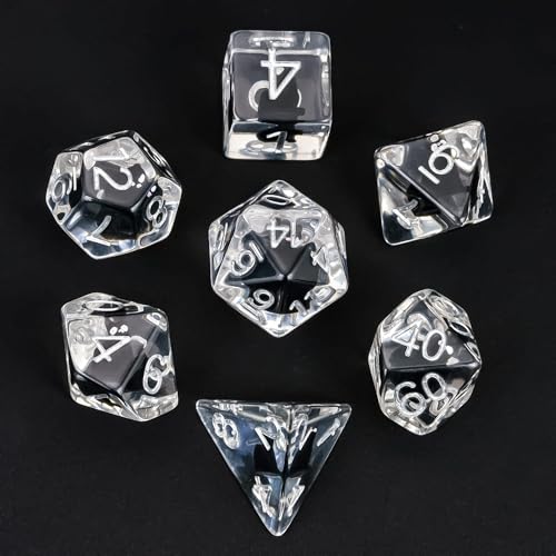 Cusdie 7-Die DND Dice, Polyhedral Dice Set Filled with Animal, for Role Playing Game D&D Dice（Black Cat） - color: Black Cat