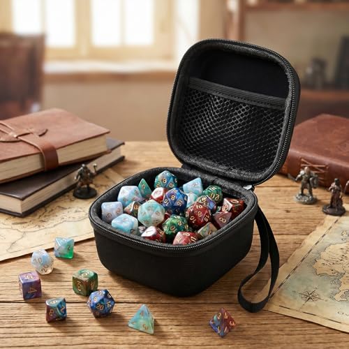 Dice Storage Case, EVA Dice Bag with Zipper, Portable Dice Holder Box for Dice Tray Dice Organizer Dice Container for Tabletop Games-Black
