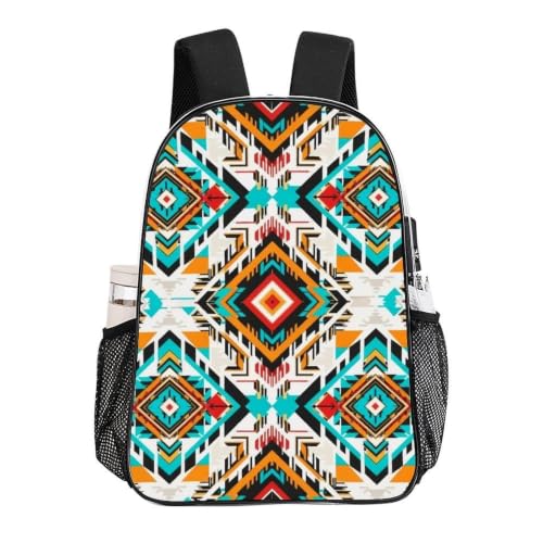 Reinforced Strap Clear See Through Backpack Concert Festival | Transparent, Indiana Western Southwest Tribal Ethnic Aztec, with Reinforced Bottom, Padded Shoulder Straps - color: Pattern (847)