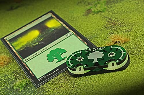 LITKO Life Counter Wheel | Compatible with Magic: The Gathering | Green | 0–99 dual dial | 25x50mm | Translucent acrylic | Laser-engraved Forest symbol | Magnetic, pre-assembled | Fits deck boxes - color: Green