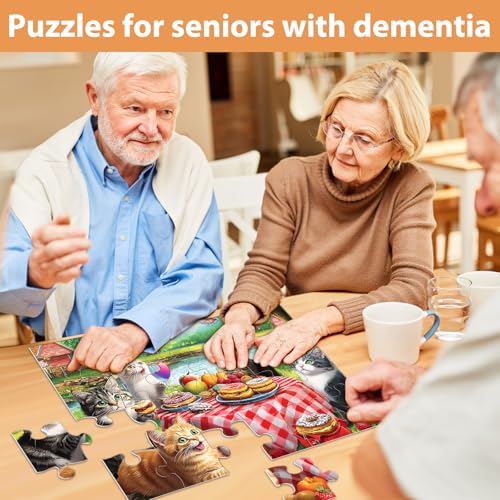 6 Packs 24 Piece Puzzle for Seniors, Alzheimer's & Dementia Activities, Easy Puzzle Alzheimer's Game, 6 Storage Bags - style: 24A Large Pieces