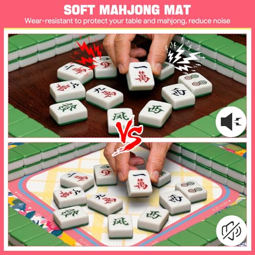 Drydiet Mahjong Mat for Table 31.5 x 31.5 Inch American Mahjong Mat with Carrying Bag, Non-Slip Noise Reduction Table Item for Family Poker Domino Board Game Night & Party Use(Yellow Lemon) - style: Yellow Lemon