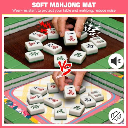 Drydiet Mahjong Mat for Table 31.5 x 31.5 Inch American Mahjong Mat with Carrying Bag, Non-Slip Noise Reduction Table Item for Family Poker Domino Board Game Night & Party Use(Yellow Lemon) - style: Yellow Lemon