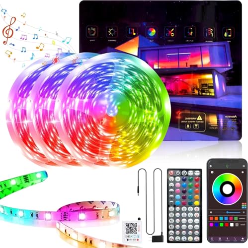 GANZQH 300FT RGB Led Lights for Bedroom with Remote & App Control, 3*100FT | Music Sync, Remote and App Control Led Light Strip Indoor, Color Changing Led Lights for Room Home Decor - size: 300FT