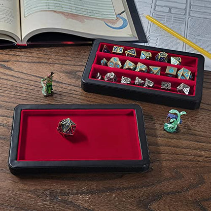 Forged Dice Co. Premium 3-Row Dice Case - Combination Dice Box and Dice Tray - Protects Polyhedral Dice Sets - Felt-Lined Storage Rows - Magnetic Lid Closure - Perfect Metal Dice Storage Box - Red - color: Red