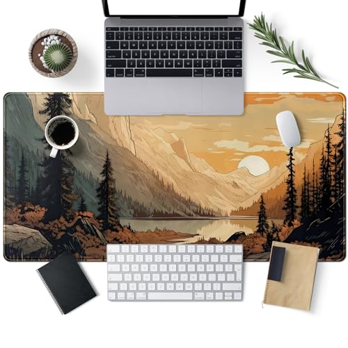 Sunset Mountains Desk Mat Aesthetic Large Mouse Pad XXL Extended Gaming Mousepad Nature Landscape Big Mouse Mat Computer Laptop Desktop Pad Keyboard Mat Desk Decor 31.5x15.7 in - color: Sunset Mountains