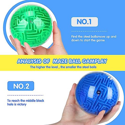 Sumind 4 Pcs 3D Puzzle Maze Ball Magic Brain Teasers Games Memory Sequential Maze Cube Ball Sphere Educational Puzzle for Adult Hard Challenges(Blue, Green) - color: Blue, Green