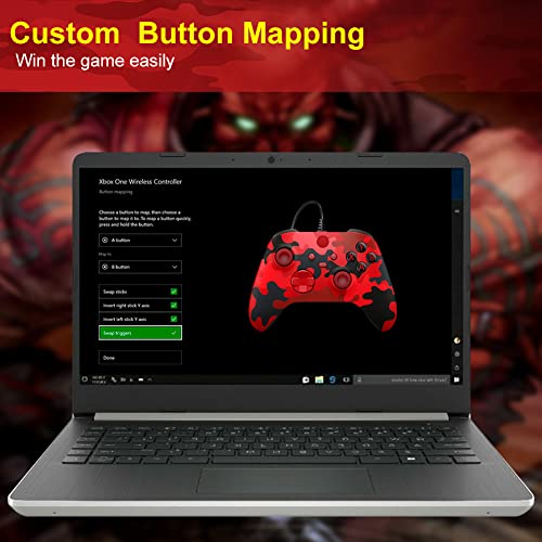 Replacement for Xbox One Controller Wired Compatible with Xbox One/Series/Windows, Xbox Series x/s Controller Wired with Custom Mapping&Share Button - color: Camo Red