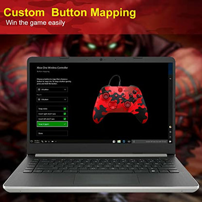 Replacement for Xbox One Controller Wired Compatible with Xbox One/Series/Windows, Xbox Series x/s Controller Wired with Custom Mapping&Share Button - color: Camo Red