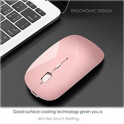 PEIBO Bluetooth Wireless Mouse for Laptop mac MacBook ipad MacBook air MacBook pro pc Desktop Computer Windows Chromebook Notebook (Jelly Pink) - color: Jelly PINK