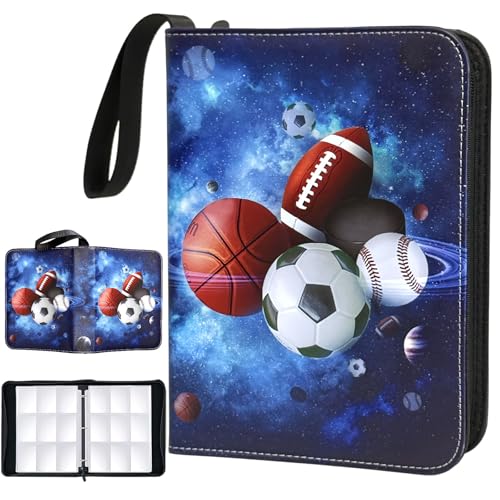 Sports Card Binder 900 Pockets, Trading Card Binder 9 Pocket with 50 Sleeves Fits 900 Sport Cards, Sports Card Holder with Zipper, Football Basketball Hockey Baseball Card Collection Storage Album - size: 900 Pockets Sports