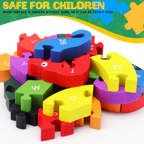 Yunsailing 4 Pcs Alphabet Jigsaw Puzzle Wooden Blocks Toys Alphabet Educational Toddler Puzzle Toys for Preschool Learning Party Favor Gift Learning(Giraffe, Snake, Elephant, Leopard) - style: Giraffe, Snake, Elephant, Leopard