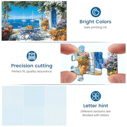 500 Piece Puzzles for Adults,Jigsaw Puzzles 500 Pieces Beach Puzzles | Beautiful Yard Puzzle Flower Puzzle Games for Adults Senior Recycled Cardboard Family Activity Game Nights Gift Toy - style: Beach Yard