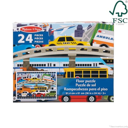 Melissa & Doug Traffic Jam Jumbo Floor Puzzle (24 Pieces, 2 x 3 Feet), Vehicle-Themed Jigsaw Puzzle for Preschoolers and Kids Ages 3+ - FSC Certified - size: 11.65 x 9.25 x 3.05, style: Traffic Jam Floor Puzzle - 24 Pieces