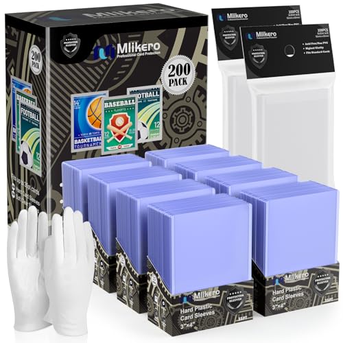 400 Card Sleeves Hard Plastic, 3"X4" Baseball Card Protector, Premium Trading Card Holder for Sports and Game Cards (200 Hard Sleeves + 200 Soft Sleeves) - size: 200 Hard Sleeves+200 Soft Sleeves