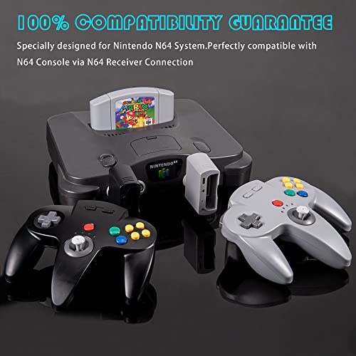 SAFFUN Wireless N64 Controller Made for Switch 1 & 2, N64 Console, (Gray) | (Built-in Vibration) (Rechargeable) (3D Analog Stick), 2.4 GHz USB & N64 Receiver Made for Switch Online, Windows PC, macOS - color: Gray