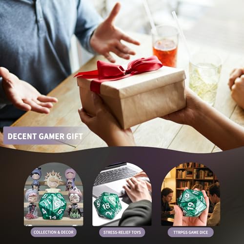 20 Sided DND Dice,D20 Giant Polyhedral Dice,55mm Titan Large Pearl Color D20 Dice,20 Sided Cube D&D Dice Set for Dungeons and Dragons, RPG, MTG Table Games(Green-Pearl Series) - color: D-20 Green
