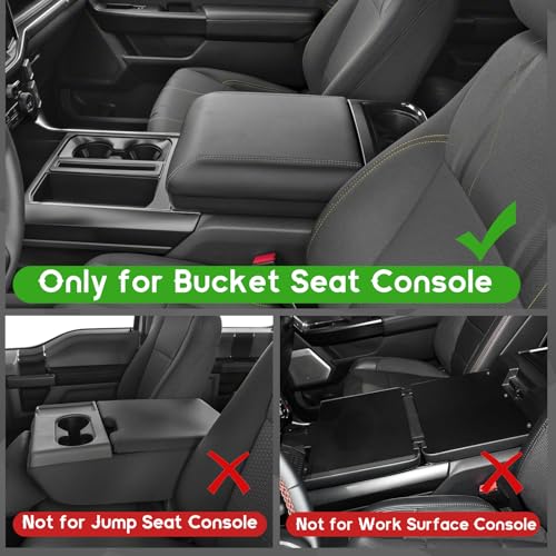 ramuel Center Console Armrest Cover for Ford F150 2021-2025 | Bucket Seat Only，Anti-Scratch ， Non-Slip ， PU Leather ，Easy Install - size: for F150 14th Gen (Bucket Seat Only)