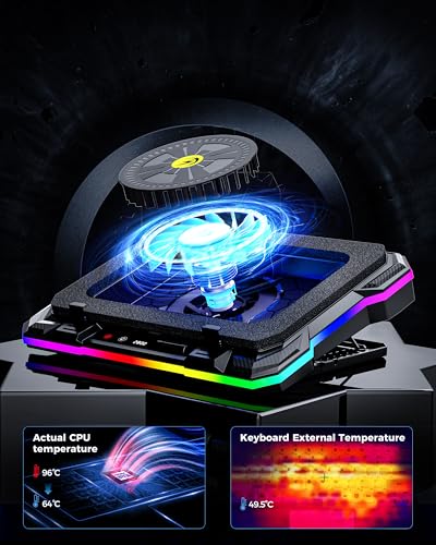 AICHESON Gaming Laptop Cooler Cooling Pad, Ultra Cooling with 10°C-35°C Temperature Drop, RGB Turbo Fan Stand Base for 14-19 inch Computer Laptops - color: 12V