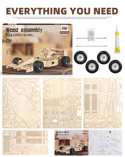 3D Wooden Puzzles for Adults, Formula 1 Racing Car Kit 66pcs | 3D Wood Pull Back Toys Model Car Kits for Adults to Build, Suitable for Beginners, Birthday Gift for 14+ Teen Boy Men Seniors