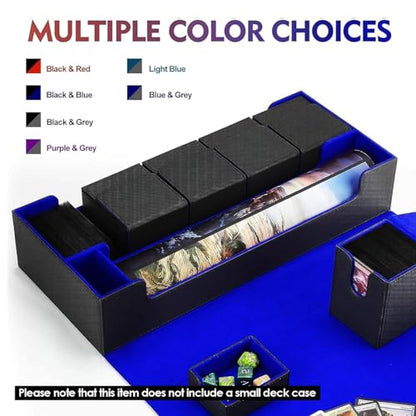 Premium Trading Card Storage Case TCG Deck Box Holds 800+ Sleeved Cards for MTG, YuGiOh, Uno, Sport with Strong Magnet Closure (Black/Blue) - color: A-Black/Blue - 800 Cards