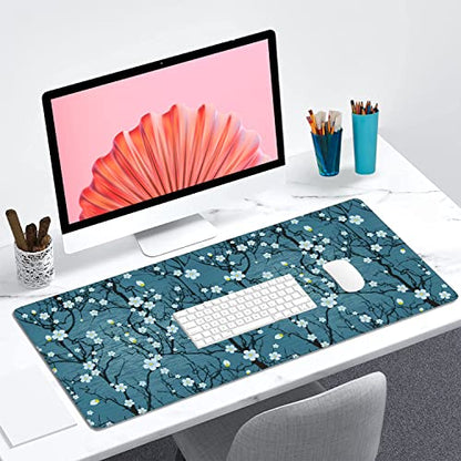 Japanese Cherry Blossom Extended Gaming Mouse Pad Large Desk Mat with Non-Slip Rubber Base and Stitched Edges,Keyboard Mouse Mat Desk Pad for Work,Game,Office,Home 35.4 * 15.7 Inch - color: Japanese Cherry Blossom