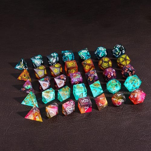 7PCS DND Dice Set,Handmade Sharp Edge Dice Set Mystery Blind Box D&D RPG Polyhedral Resin Dice,for Dungeons and Dragons TTRPG Games Roleplaying Games Pathfinder - color: Mystery Dice