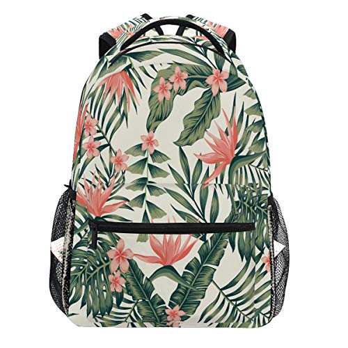 Tropical Palm Leaves Flower Backpacks Pink Florals School Book Travel College Shoulder Bag for Women Men Boys - color: Multi Pattern 6